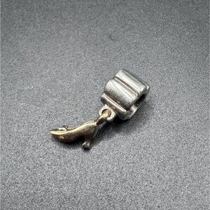 Pandora Moments sterling silver charm with a 14K gold stiletto shoe dangle